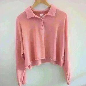 BELLE DU JOUR |  Women's Rose Dawn Long Sleeved Henley Cropped Top